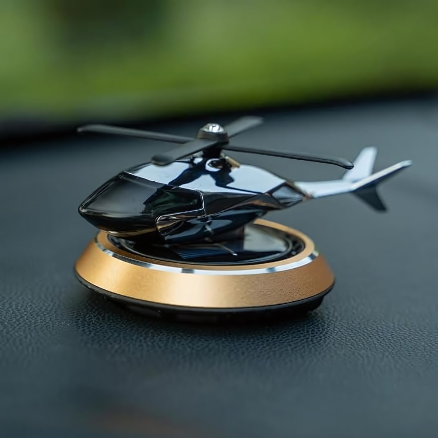 Image of Budwill Helicopter Solar Energy Rotating Aromatherapy Aviation Al Alloy Golden Cologne Car Freshener Diffuser Solar Helicopter Car Air Freshner