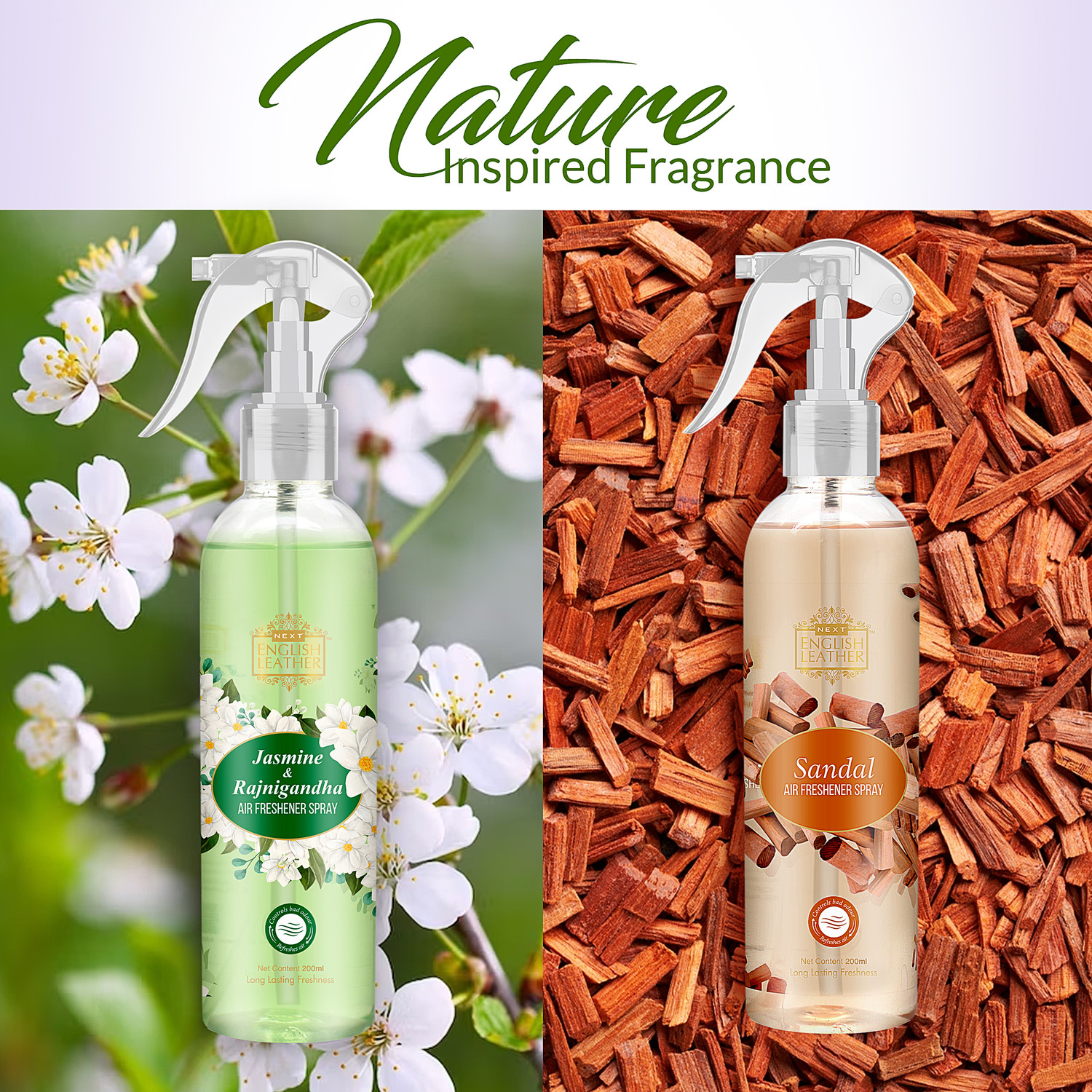 Image of NEXT Sandal and Jasmine & Rajanigandha, Nature's Air Freshener Car Freshener Spray Jasmine and Sandal Air Freshener