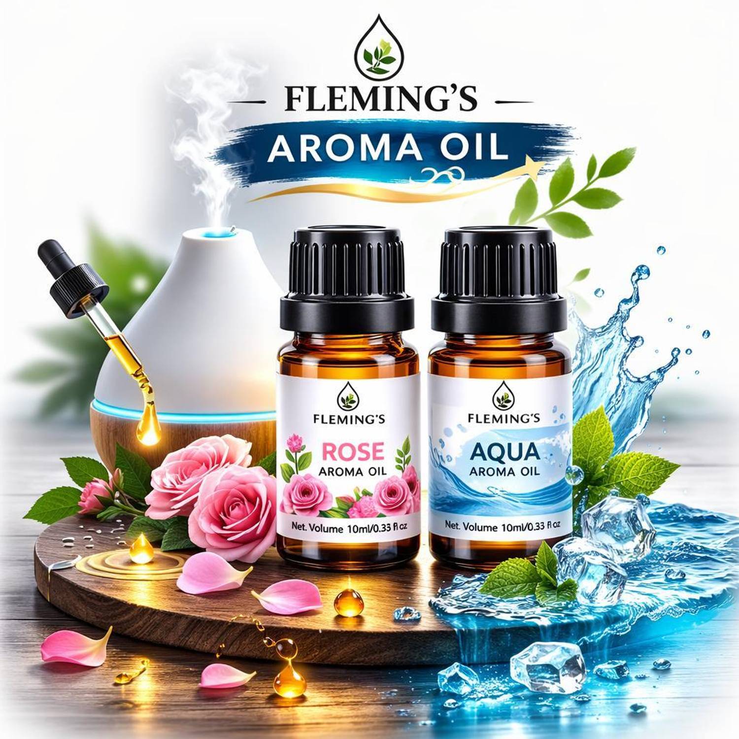 Fleming's Rose & Aqua Aroma Oil Combo for Diffuser & Humidifier