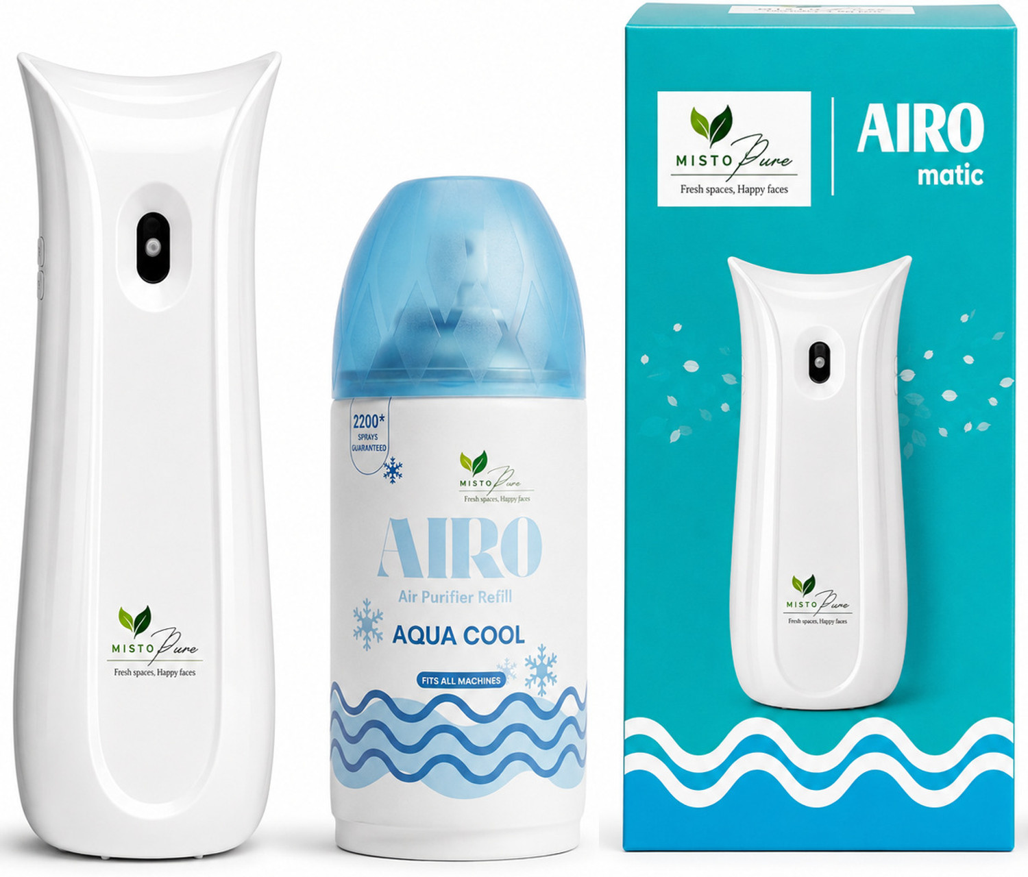 Image of mistopure Aqua Cool Automatic Spray AIRO MATIC Air Freshener Kit (Machine + 1 Refill) - Automatic Room Freshener with Adjustable Spray Timer | Aqua Cool | Upto 2200 Sprays | Lasts up to 60 days
