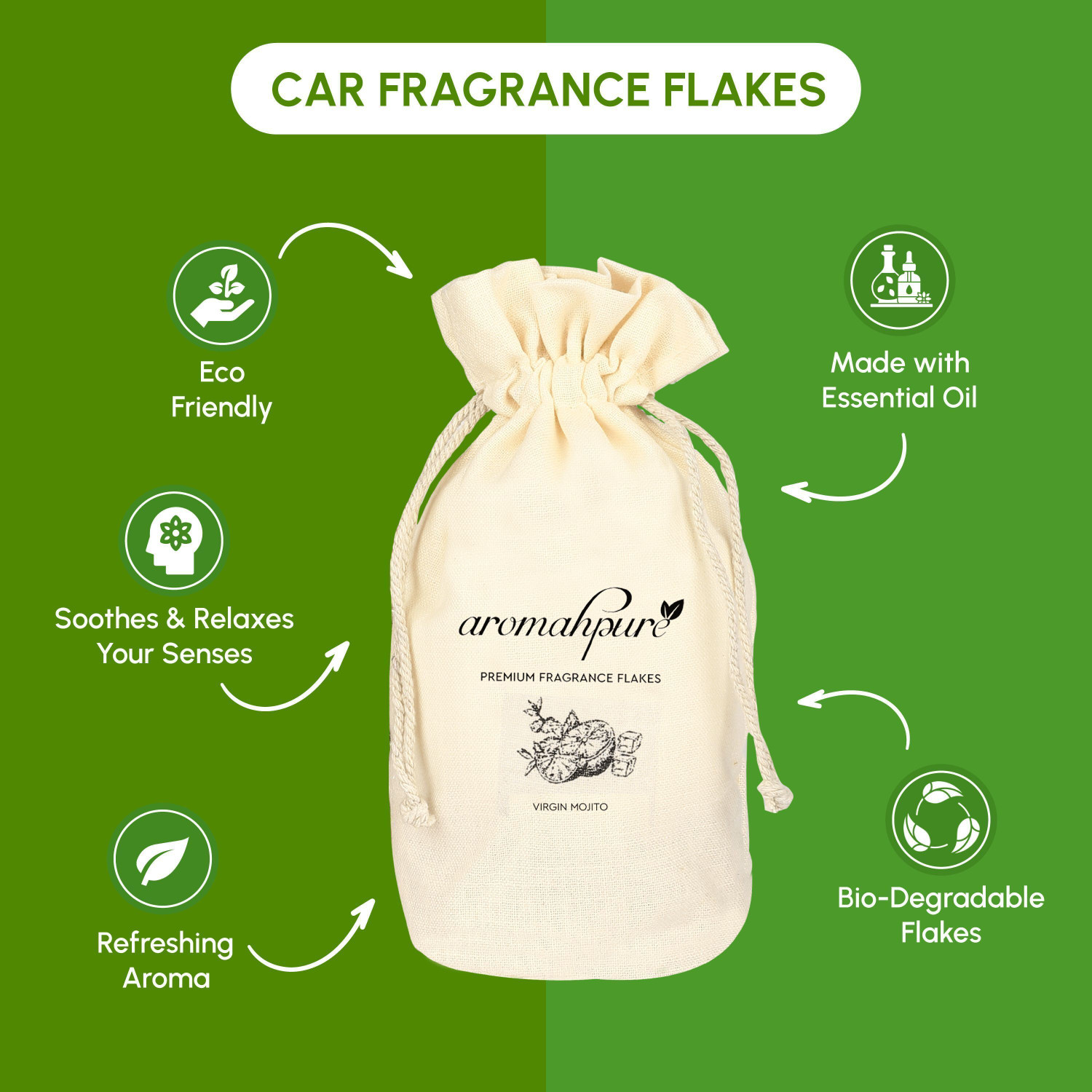 Image of Aromahpure Premium Car Perfum Fragrance Flakes - Virgin Mojito Luxury Freshener Car Freshener Diffuser Premium Car Perfum Fragrance Flakes - Virgin Mojito Luxury Freshener