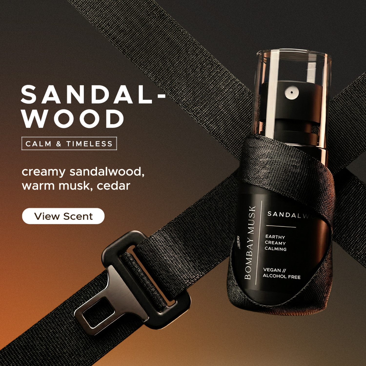 Image of Bombay Musk Sabdalwood, Woody, Fresh Car Freshener Spray Sandalwood, Car, Freshener, Sprays, 200+ Luxury Non-alcoholic Plant based Perfume