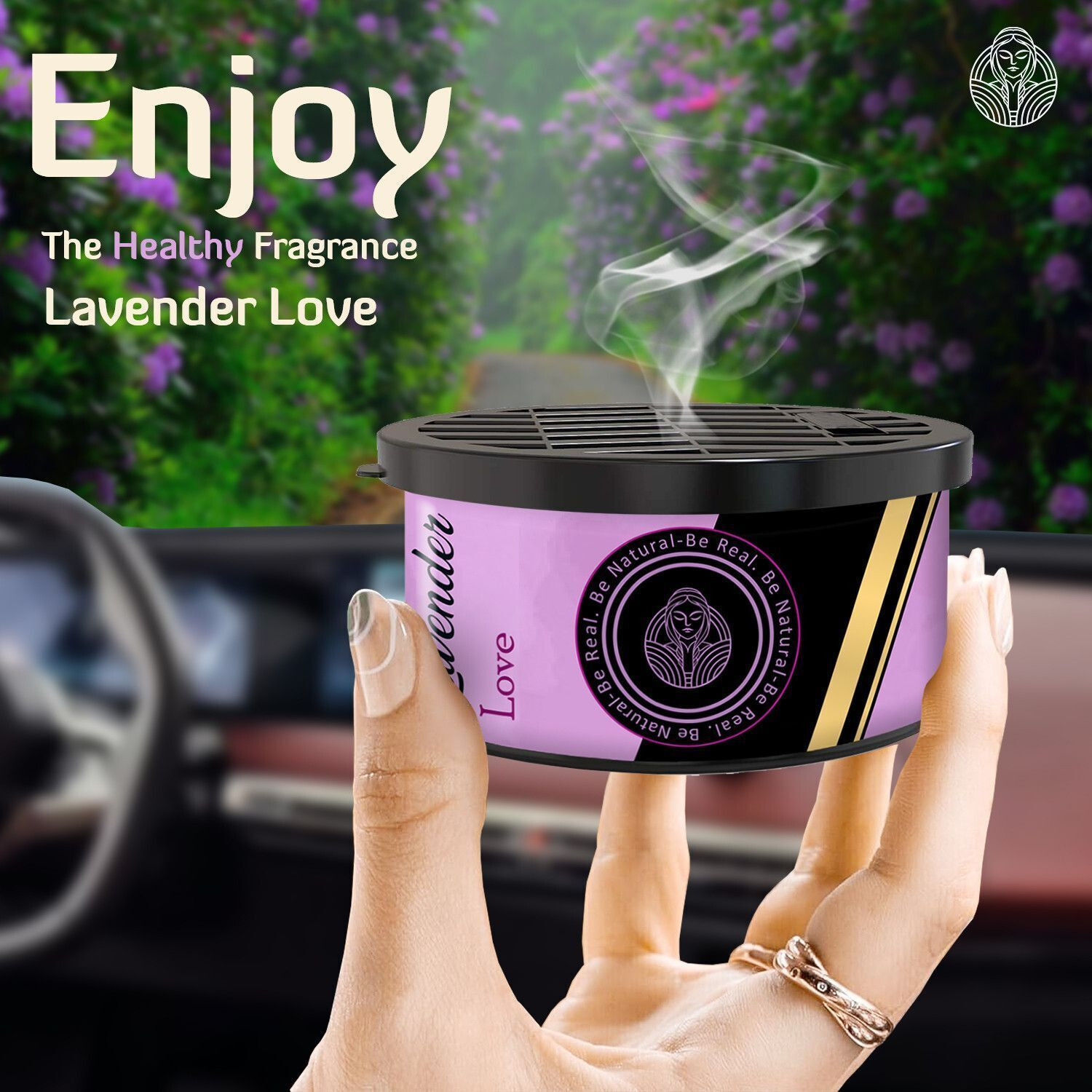 Image of The Old Natural Lavender Love Car Freshener Diffuser Lavender Love Camphor Car Freshener | Camphor based Car Freshener Perfume for Car, Home, Office