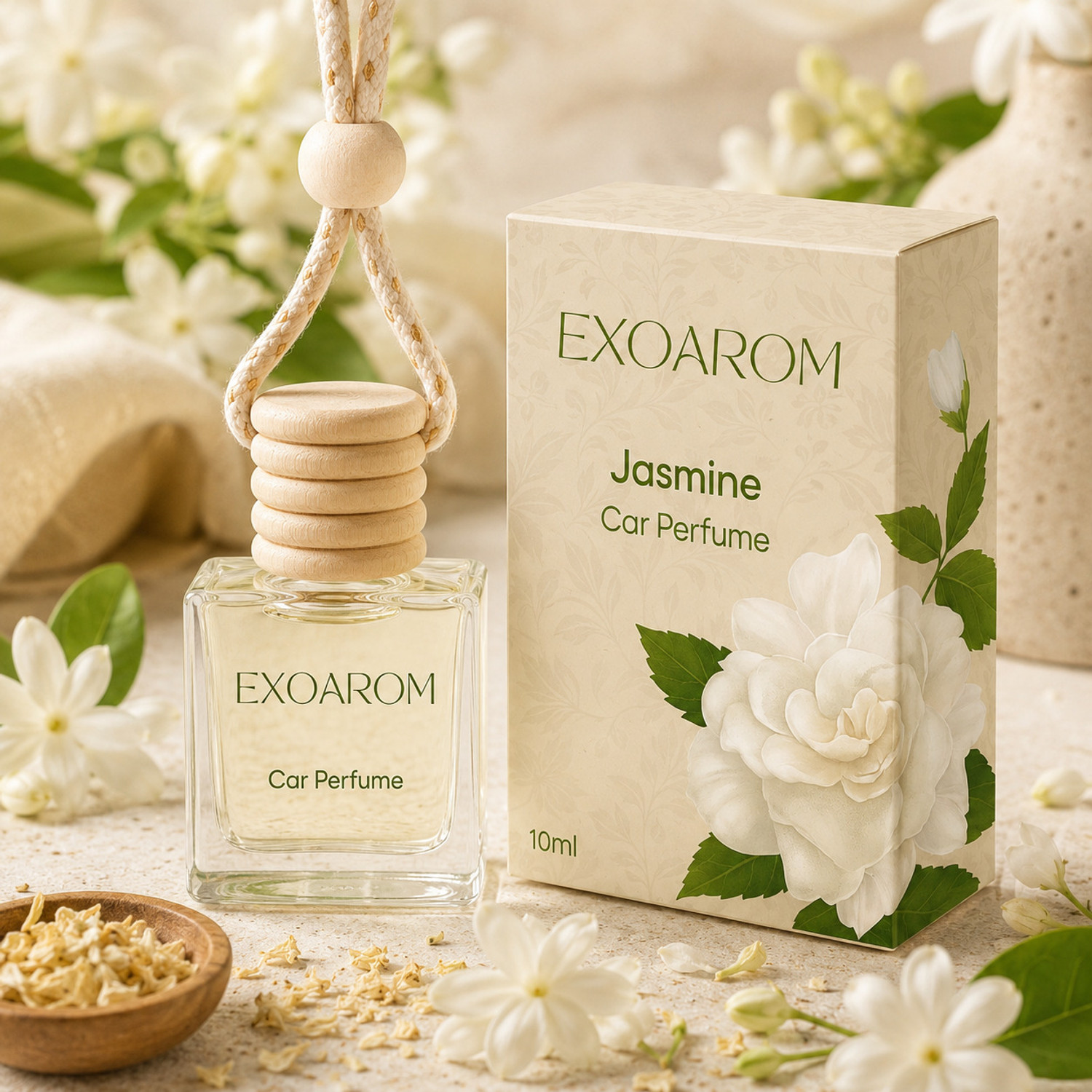 Image of EXOAROM Jasmine Diffuser Car perfume Air Freshner Hanging Pod Mogra
