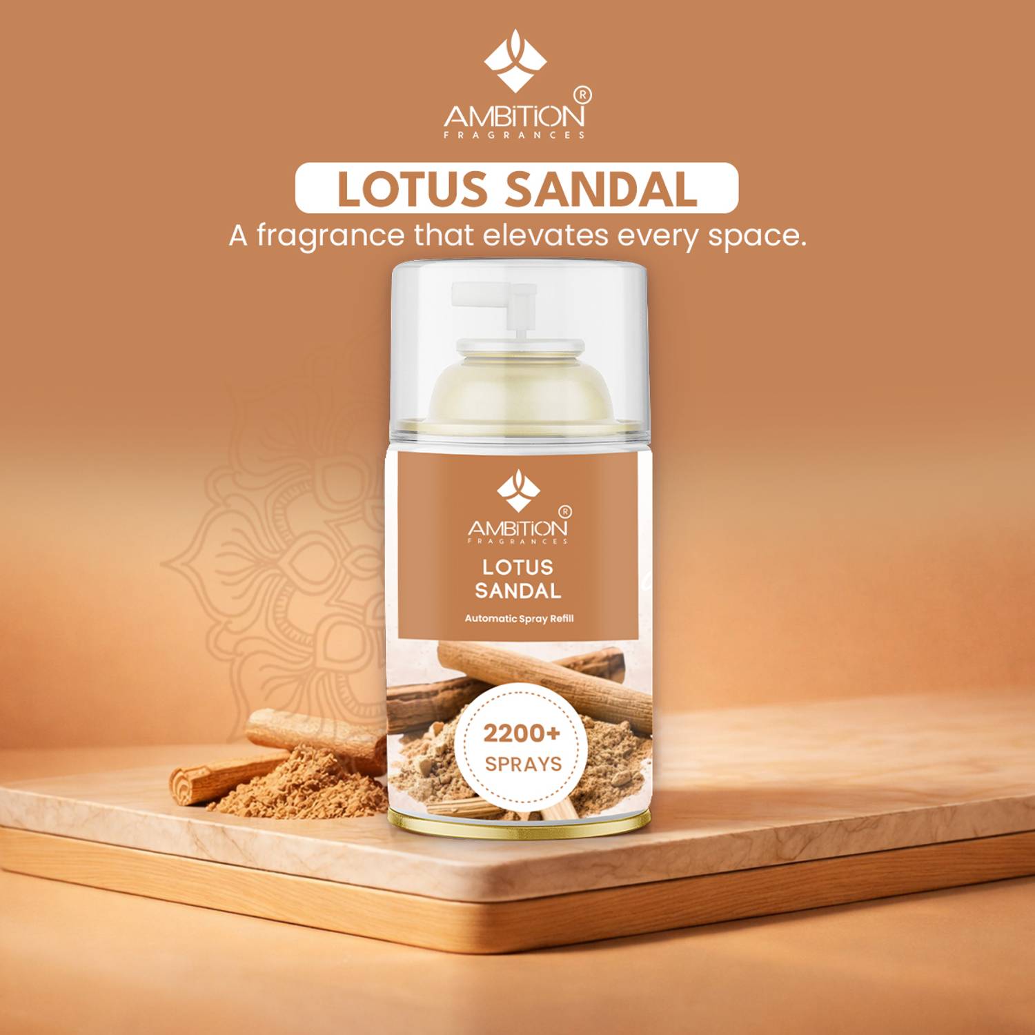 ambition Top Notes: Soft lotus petals, Middle Notes: Creamy, Base Notes: Warm woody Refill 225 ml air freshener refill liquid bottle