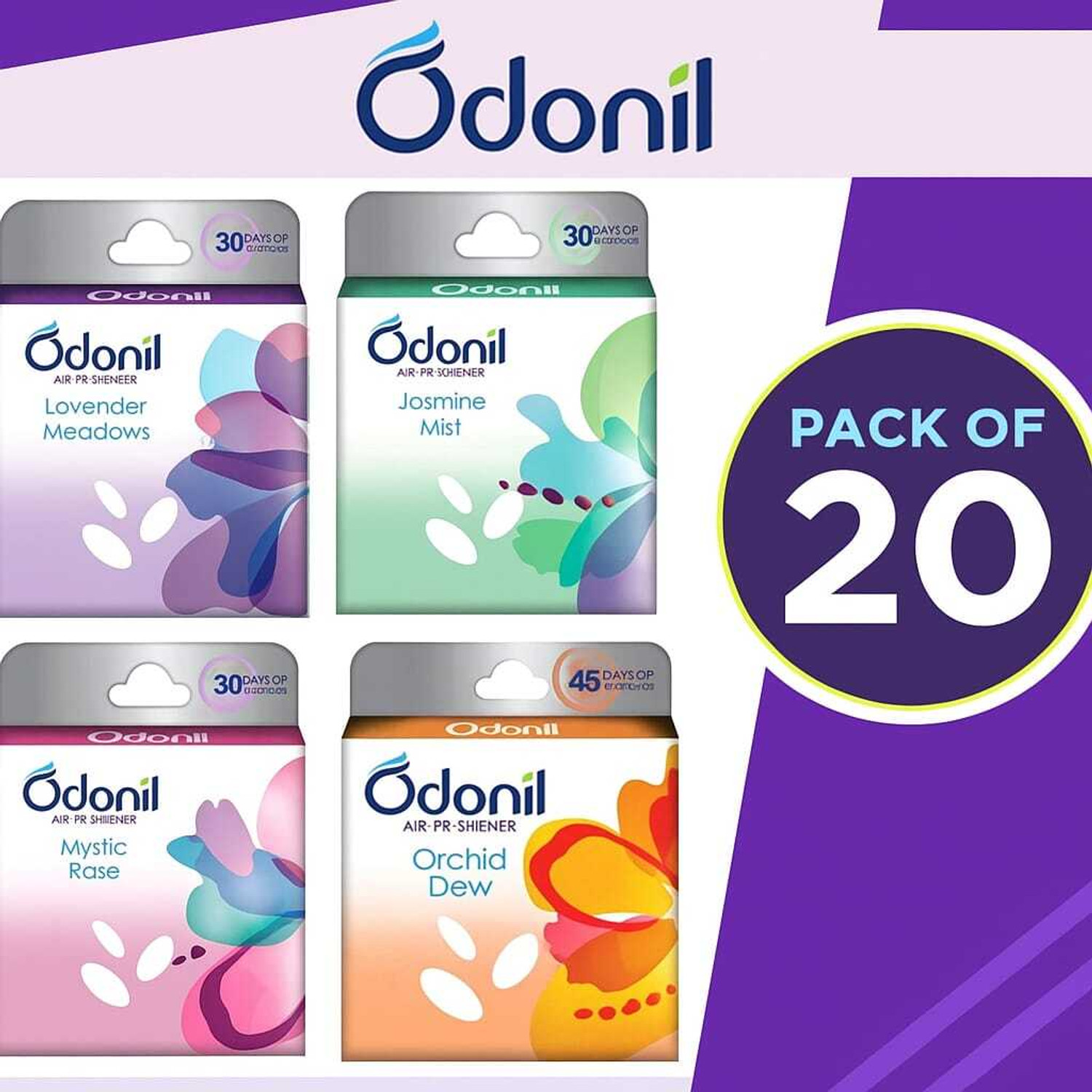 Image of Odonil LEVENDER, JESMINE, MYSTIC ROSE , ORCHID DEW, Mixed Fragrance Blocks mystic rose