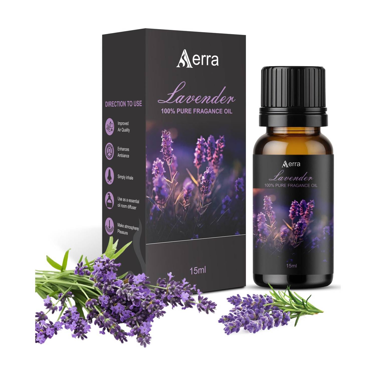 Aerra Levender Aroma Oil Pure Lavender Fragrance Oil 15ml – Natural, Long-Lasting for Diffusers, Puja
