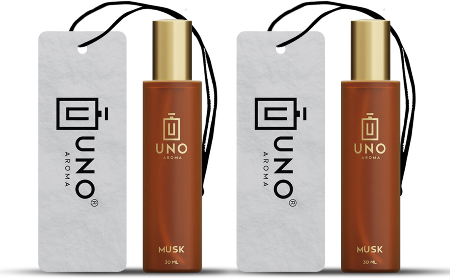 Image of UNO AROMA Musk Fragrance Car Freshener Spray Musk luxury car Perfume with Car with Hanging card, 200+ spray