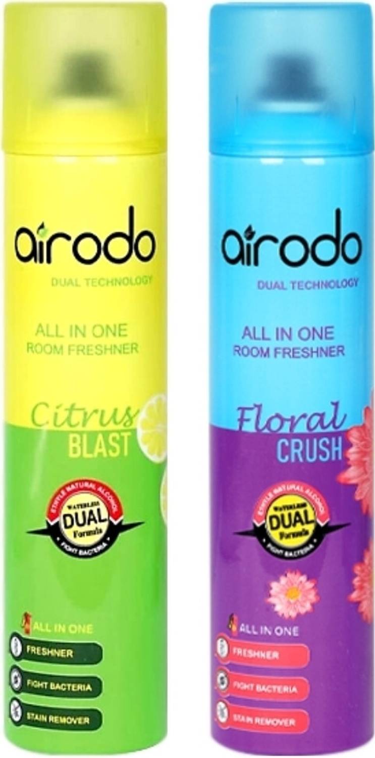 AIRODO Citrus Blast and Floral Crush Air Freshener Combo Pack with Dual Technology Car Freshener Automatic Spray Citrus Blast and Floral Crush Air Freshener Combo Pack with Dual Technology