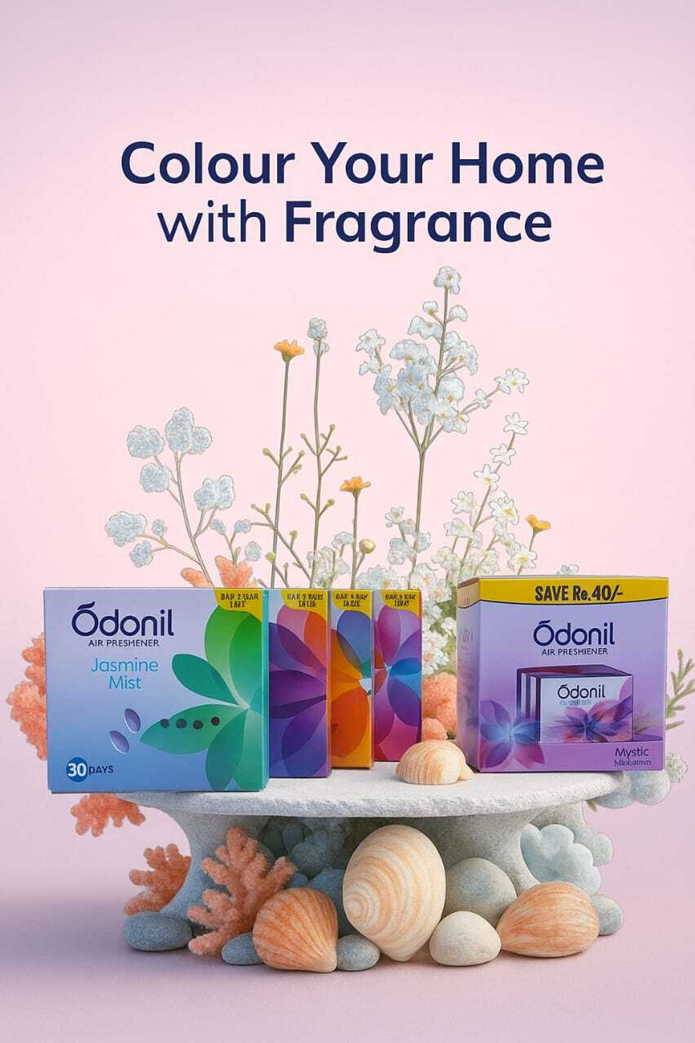 Image of Odonil LEVENDER, JESMINE, MYSTIC ROSE , ORCHID DEW, Long Lasting Odour Blocks mystic rose