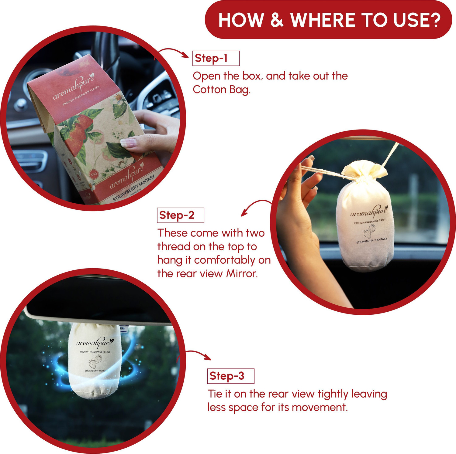 Image of Aromahpure Premium Car Perfume Fragrance Flakes - Watermelon, Luxury Car Air Freshener Car Freshener Diffuser FLAKES