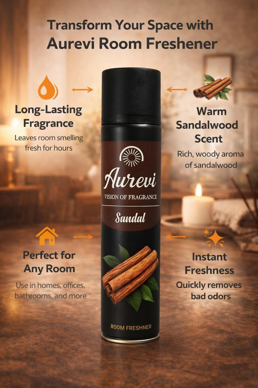 Image of Odonil sandal Spray premium room freshner sandal 220ml