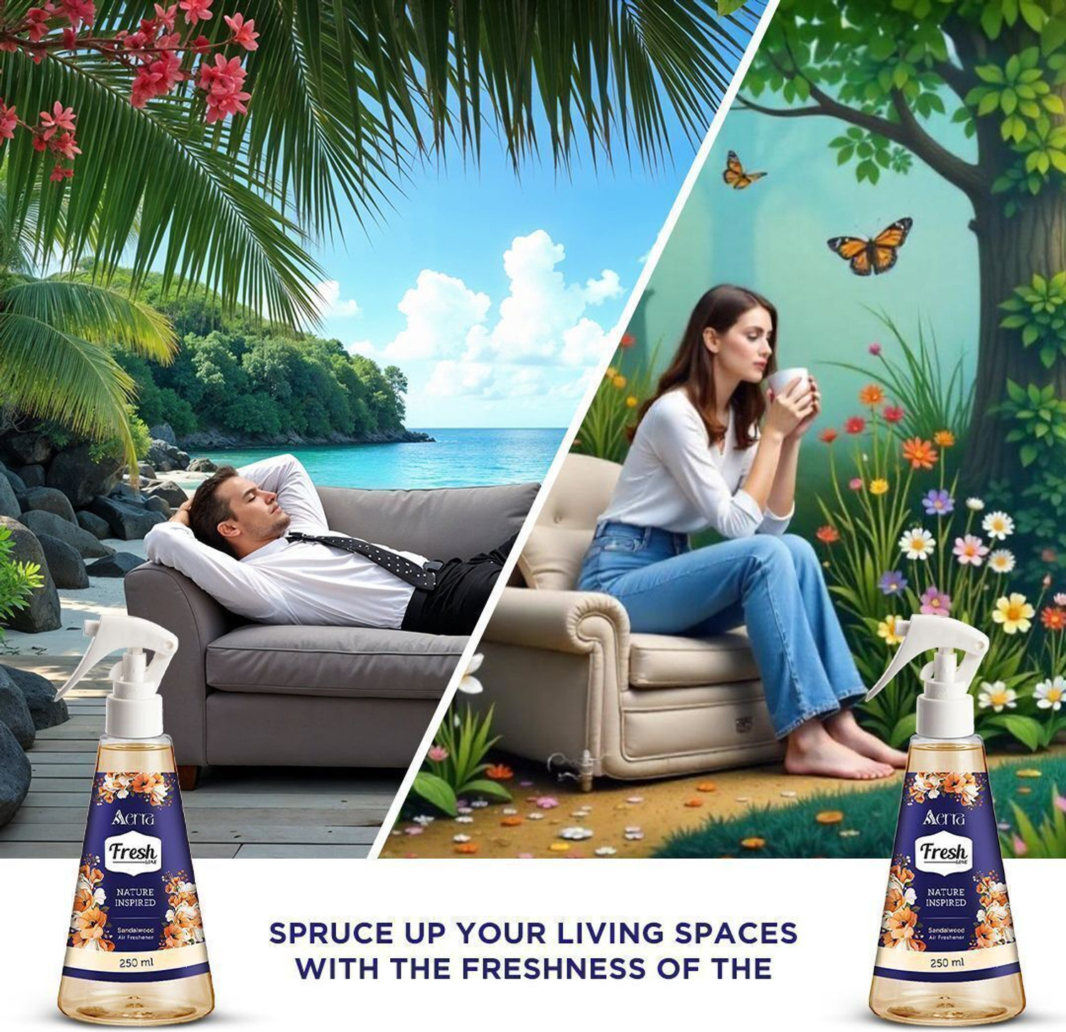 Image of Aerra Sandalwood Spray Air Freshener - Long-Lasting Sandalwood (Chandan) Fragrance & Odor Eliminator for Home, Car, Bathroom - Non-Toxic, Eco-Friendly