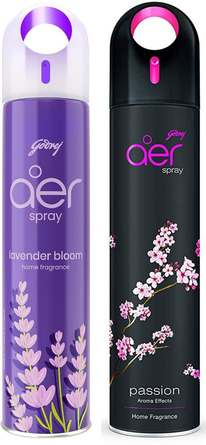Image of Godrej Aer Freshener Violet Valley Bloom&Premium Passion Aroma Effect-Home&Office|Pack of 2 Spray Violet Valley Bloom & Premium Passion Aroma Effec