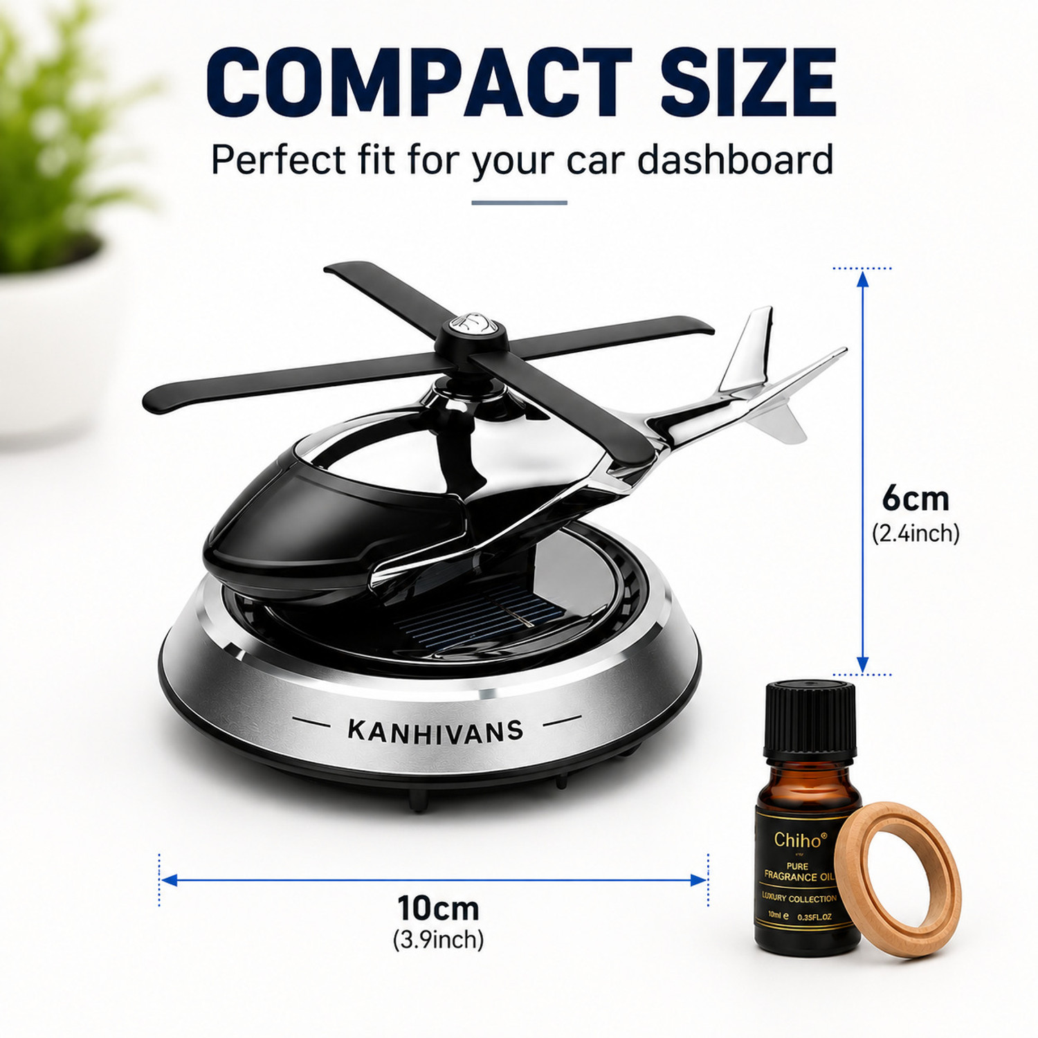 Image of Jinal Natural Aroma, Long Lasting Fragrance Diffuser, Automatic Spray Solar Powered Helicopter Car Perfume | Rotating Car Air Freshener & Fragrance Diffuser | Dashboard Car Decor