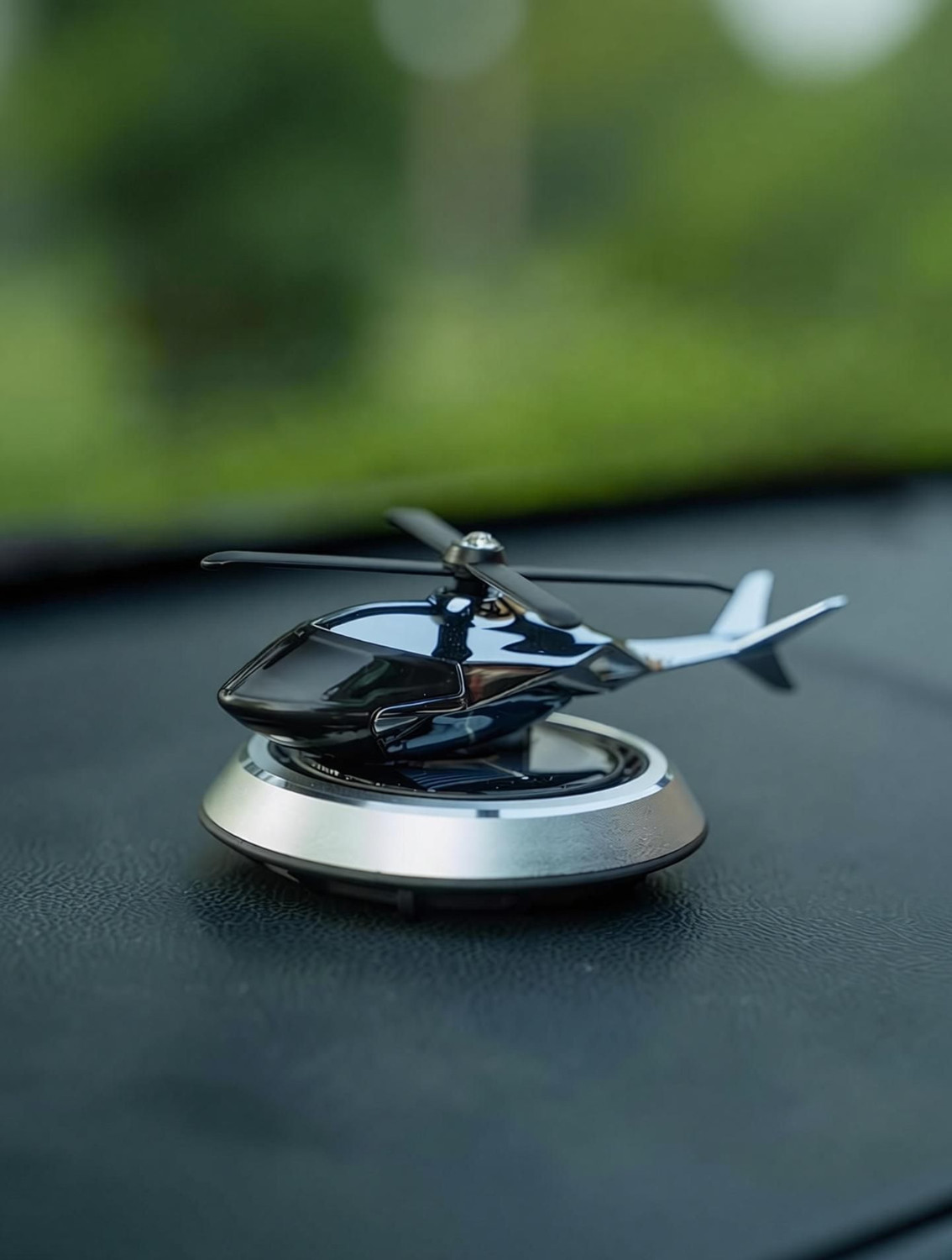 Image of Budwill Helicopter Solar Energy Rotating Aromatherapy Aviation Al Alloy Silver Chhnang Car Freshener Diffuser Solar Helicopter Car Air Freshner