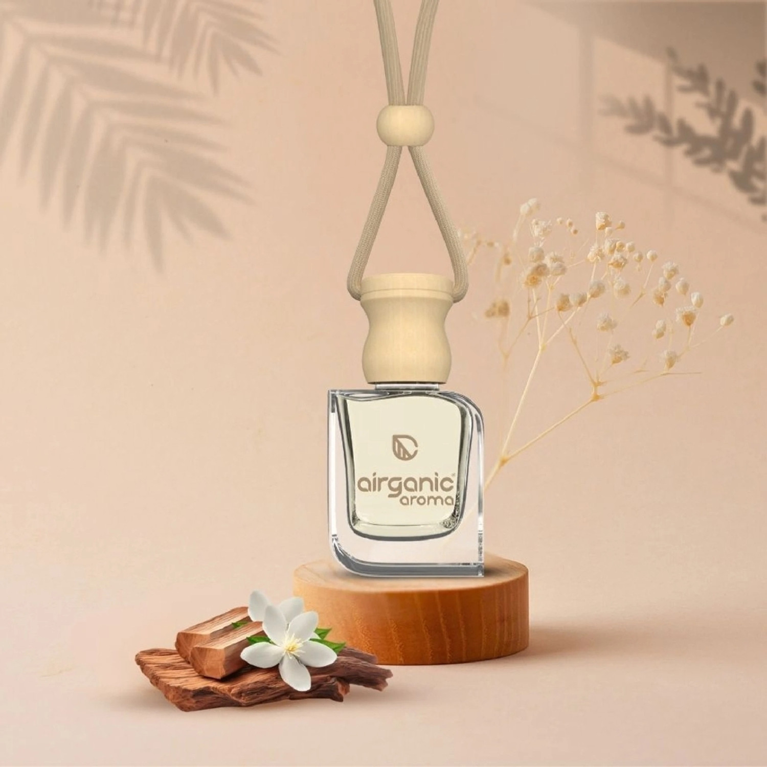 Image of Airganic Musk, Sandalwood & Lemon Bee Car Freshener Diffuser Swing Aroma Combo Offer : Musk, Sandalwood & Lemon Bee | Aroma with Essential Oils in Glass Bottle with Wooden Diffuser Lid