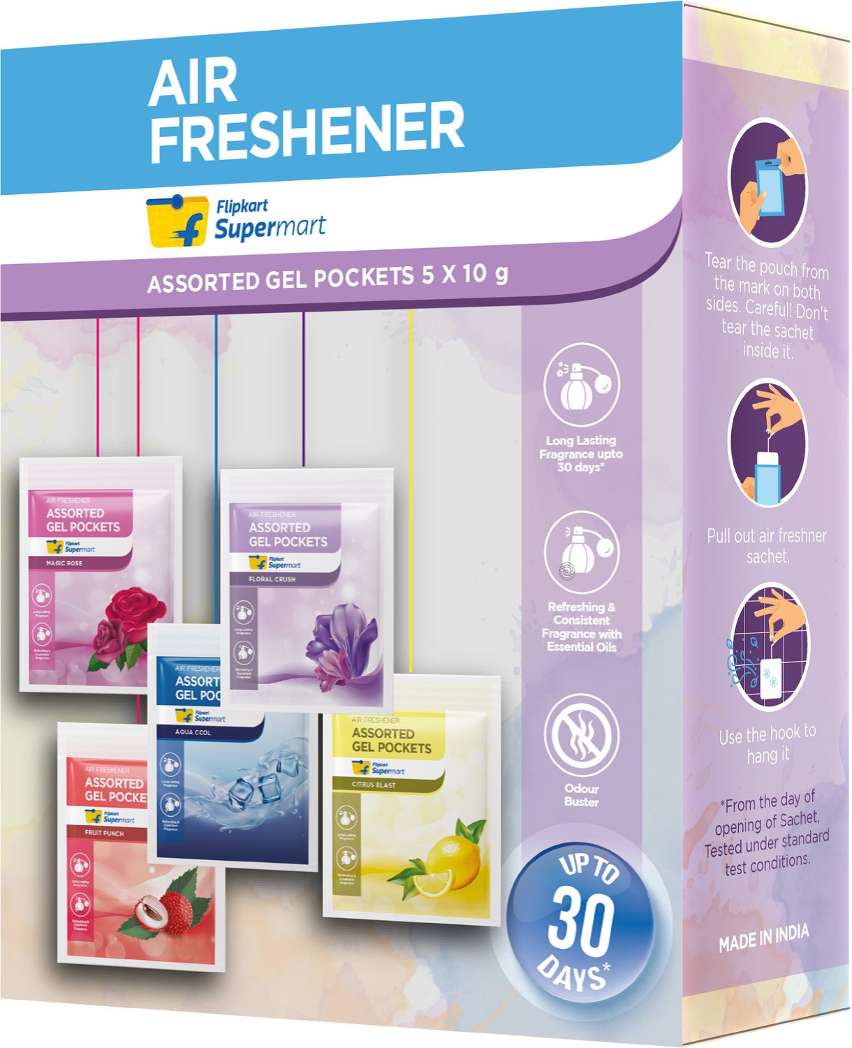 Image of Flipkart Supermart Fruity, Rose, Floral, Citrus, Aqua Blocks Zip Air Freshner