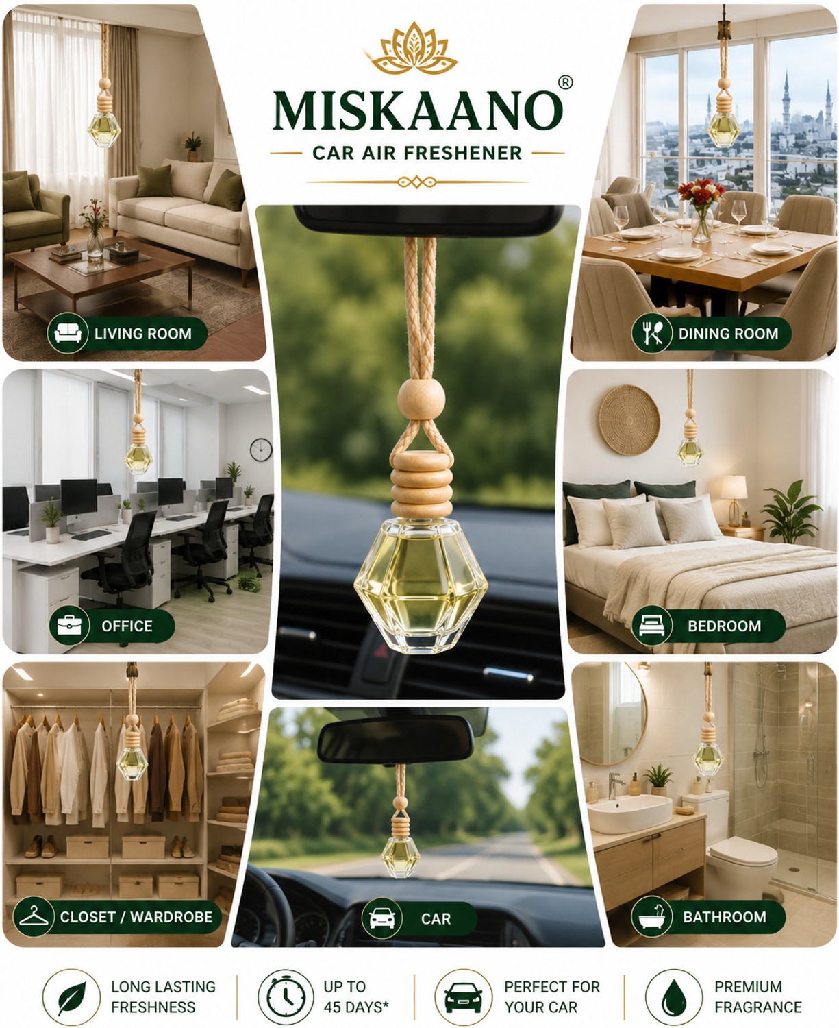 Image of Miskaano Orange Diffuser Orange Car Air Freshner