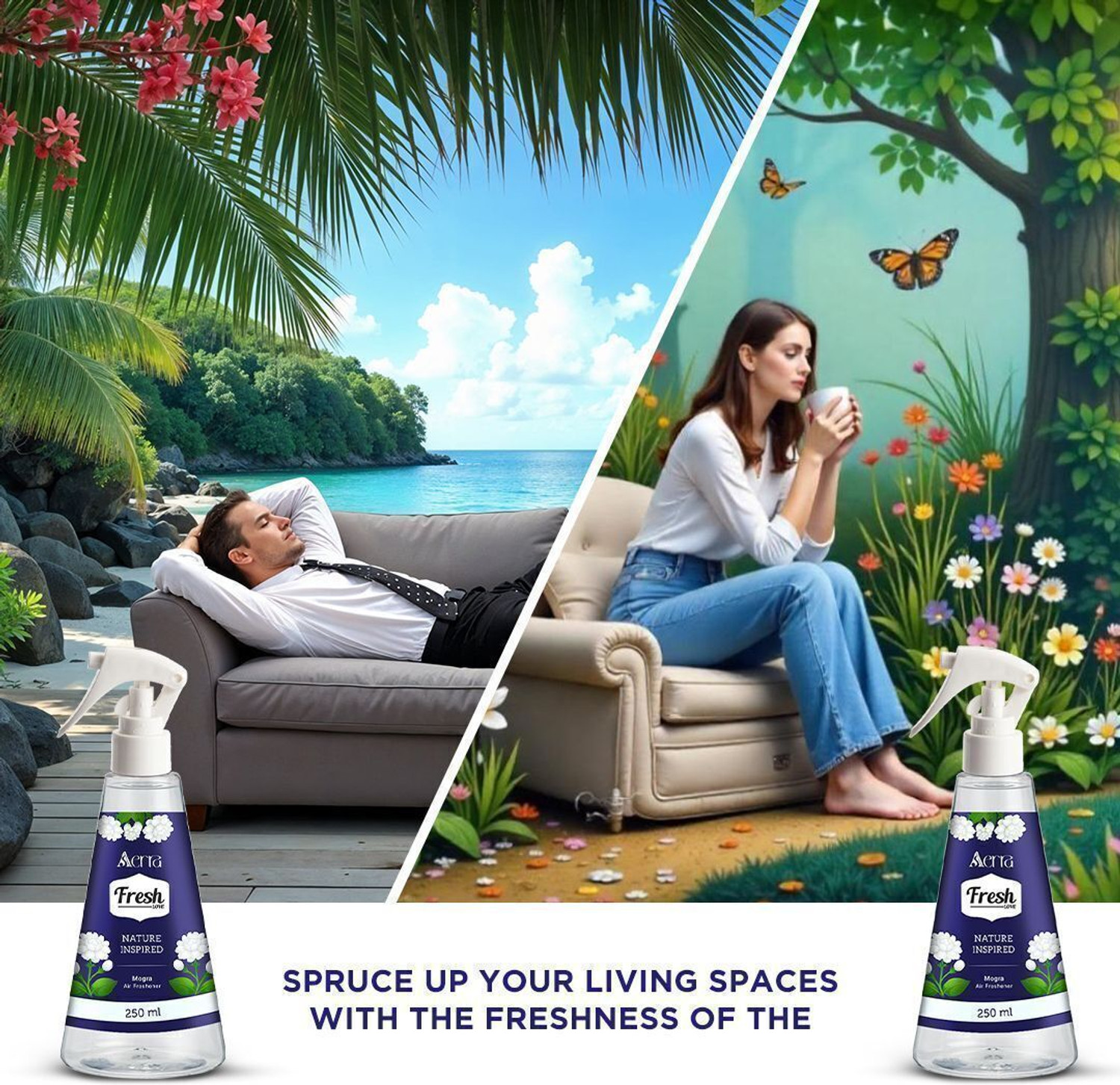 Image of Aerra Mogra (Jasmine) Spray Air Freshener - Long-Lasting Mogra (Jasmine) Fragrance & Odor Eliminator for Home, Car, Bathroom - Non-Toxic, Eco-Friendly