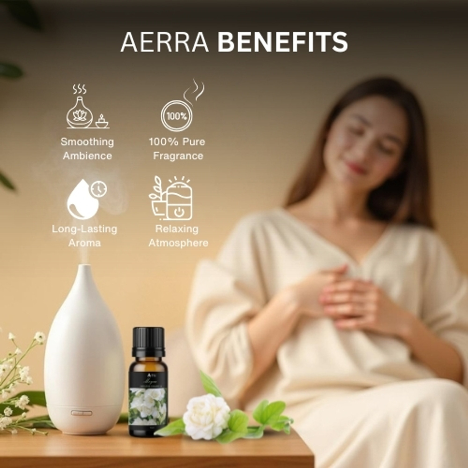 Image of Aerra Mogra Aroma Oil Premium Mogra Fragrance Oil 15ml - Natural, Long-Lasting for Puja, Diffusers, Home