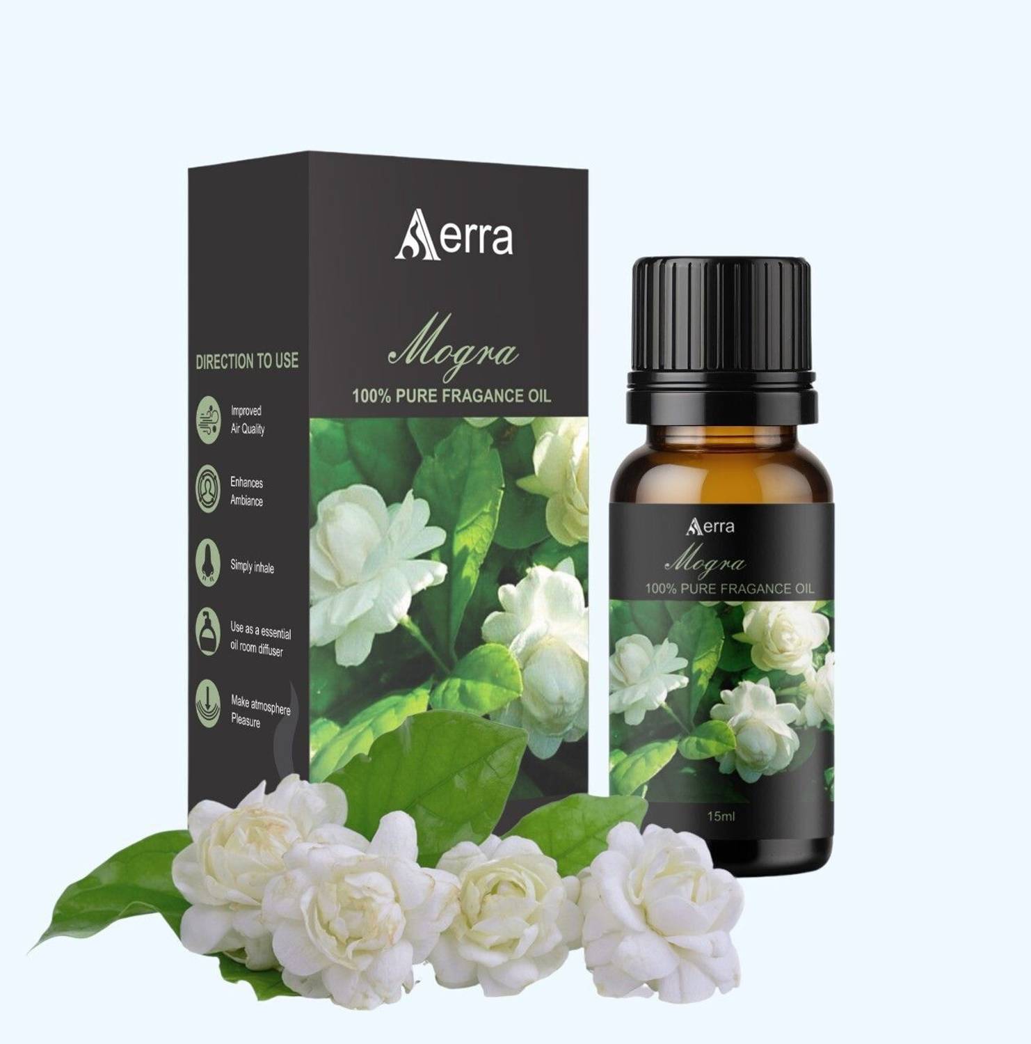 Aerra Mogra Aroma Oil Premium Mogra Fragrance Oil 15ml – Natural, Long-Lasting for Puja, Diffusers, Home