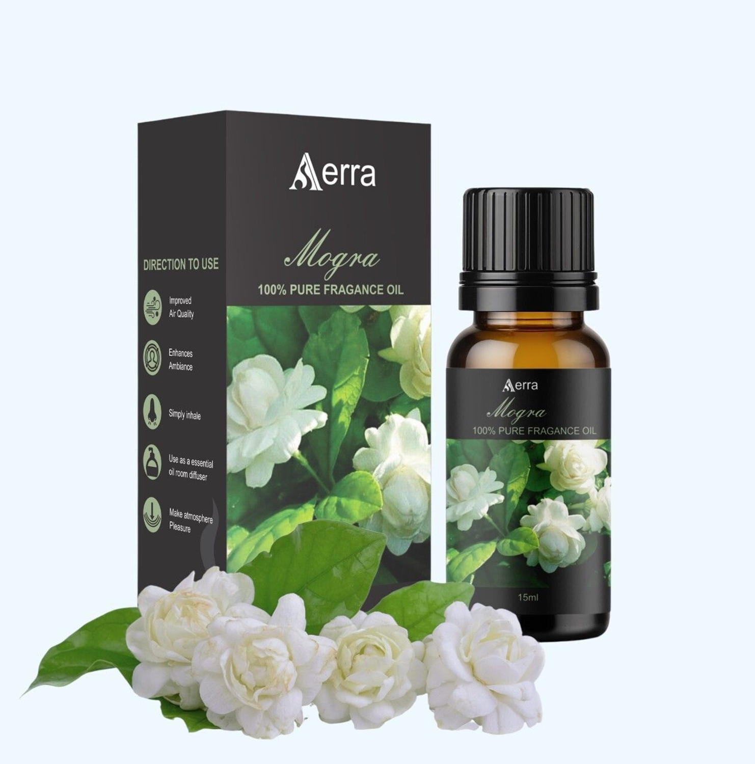 Image of Aerra Mogra Aroma Oil Premium Mogra Fragrance Oil 15ml - Natural, Long-Lasting for Puja, Diffusers, Home