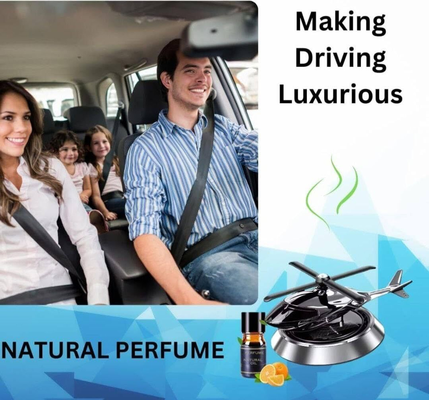 Image of partizano Solar Power Car Dashboard Helicopter Diffuser Car Freshener French Perfume Car Freshener Diffuser SILVER -23