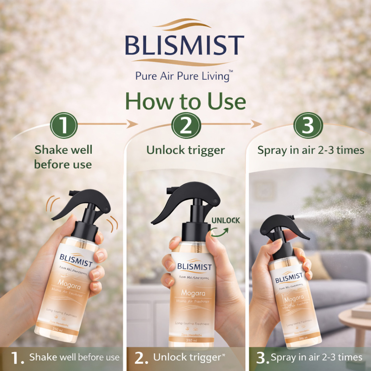Image of BLISMIST Mogara, Moring fresh Spray Room Freshener Sprey|Long Lasting Home Air Freshener| Home, Office, Bedroom, Car