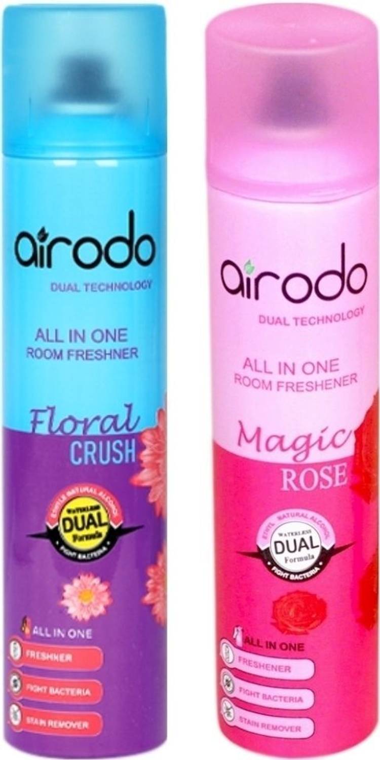 AIRODO Magic Rose and Floral Crush Air Freshener Combo Pack with Dual Technology Car Freshener Automatic Spray Magic Rose and Floral Crush Air Freshener Combo Pack with Dual Technology