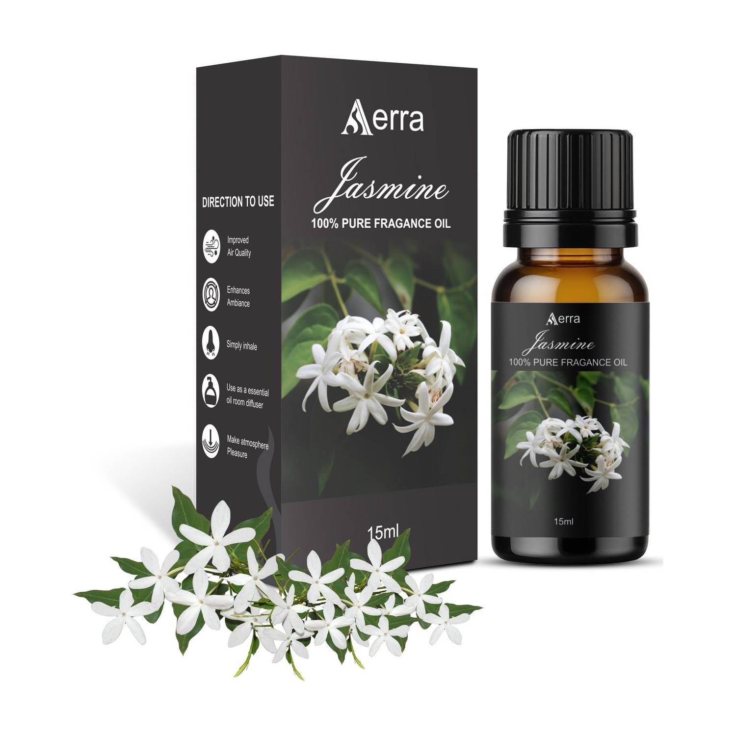 Aerra Jasmine Aroma Oil Pure Jasmine Fragrance Oil 15ml – Natural, Long-Lasting for Puja, Diffusers, Home