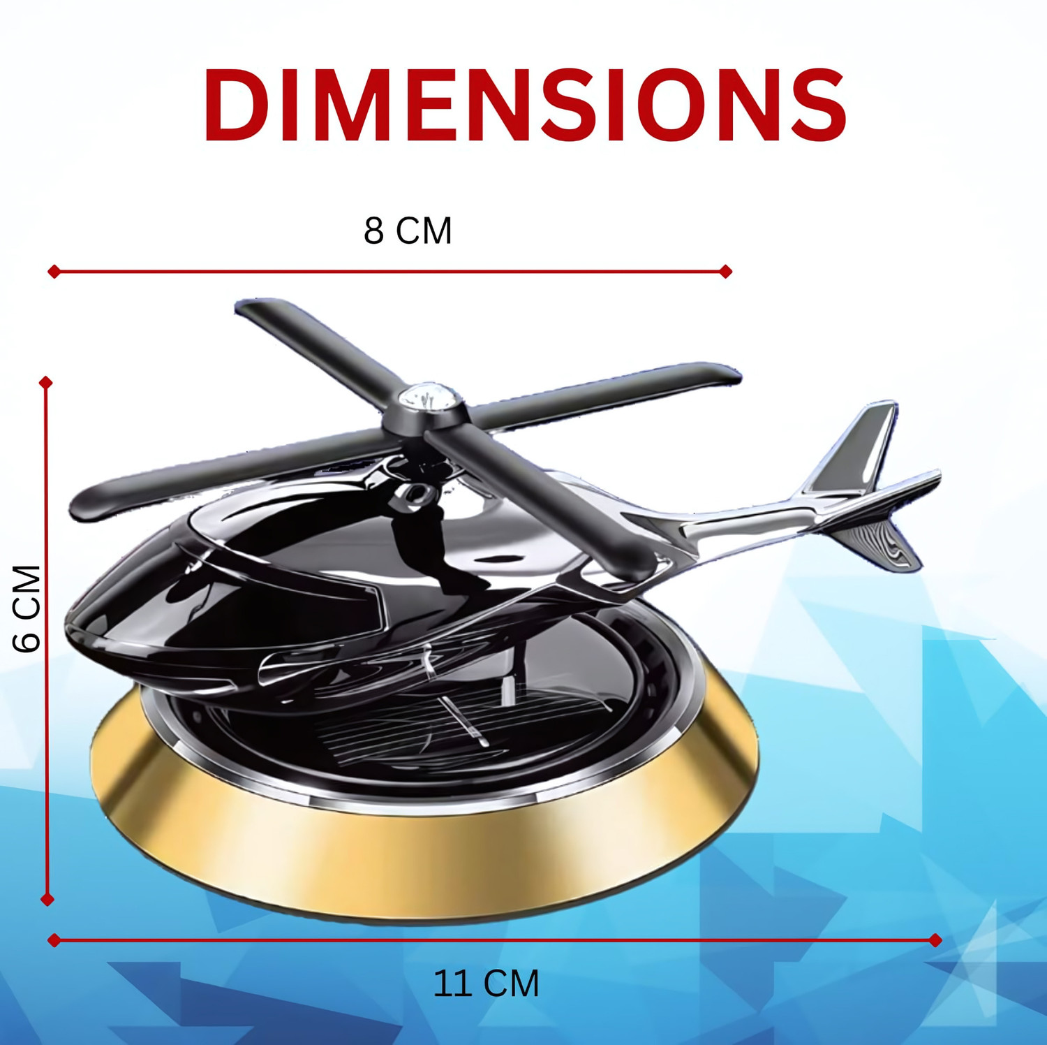 Image of Budwill Helicopter Solar Energy Rotating Aromatherapy Aviation Al Alloy Golden Cologne Car Freshener Diffuser Solar Helicopter Car Air Freshner