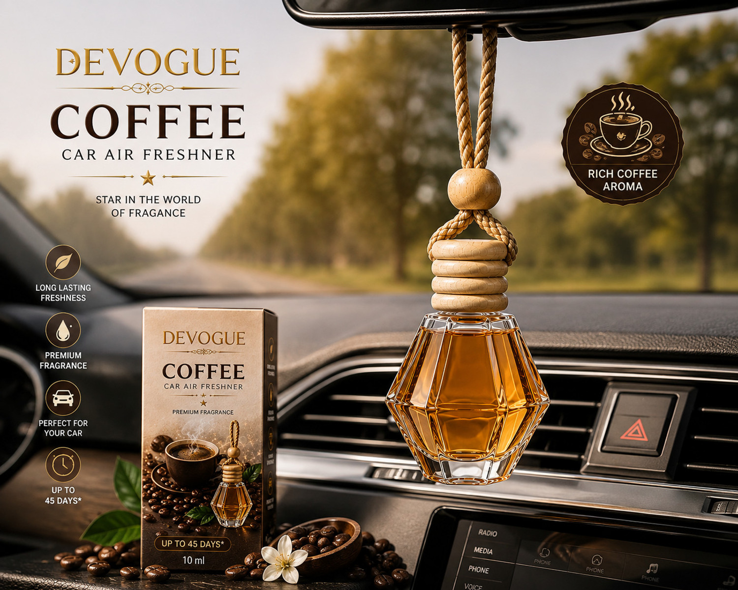 Image of Devogue coffee Diffuser COFFEE Car Air Freshner