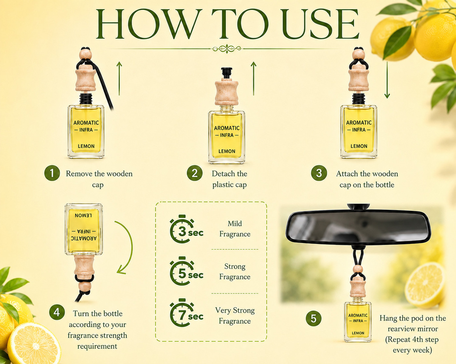 Image of aromatic infra lemon Car Freshener Diffuser lemon hanging car diffuser