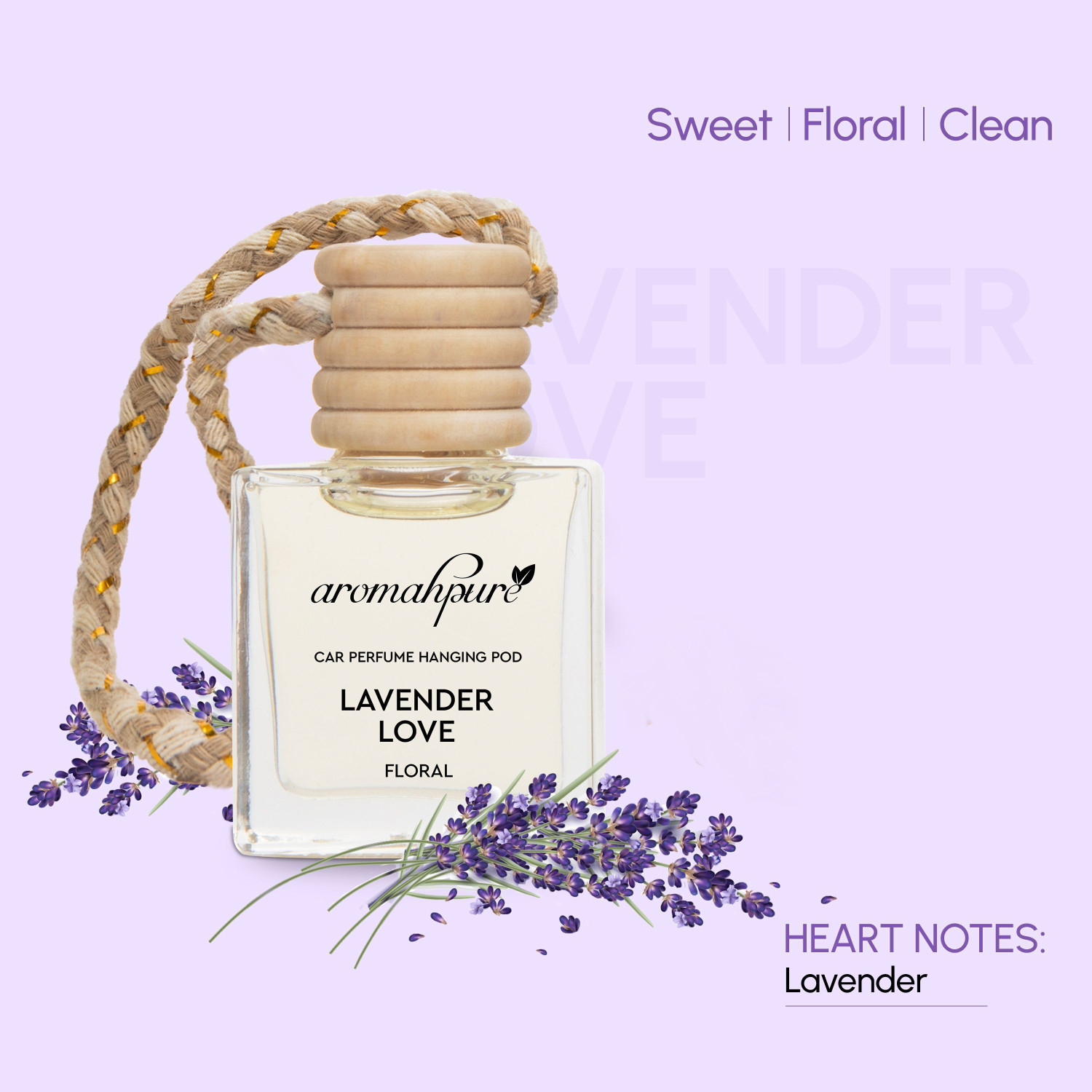 Image of Aromahpure Lavender and Musk Car Freshener Diffuser Pack of 2 Hanging Pod Air Freshener