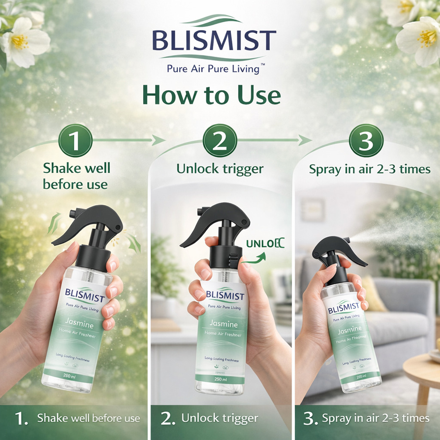 Image of BLISMIST Lavender, Jasmine Spray Room Freshener Sprey|Long Lasting Home Air Freshener| Home, Office, Bedroom, Car