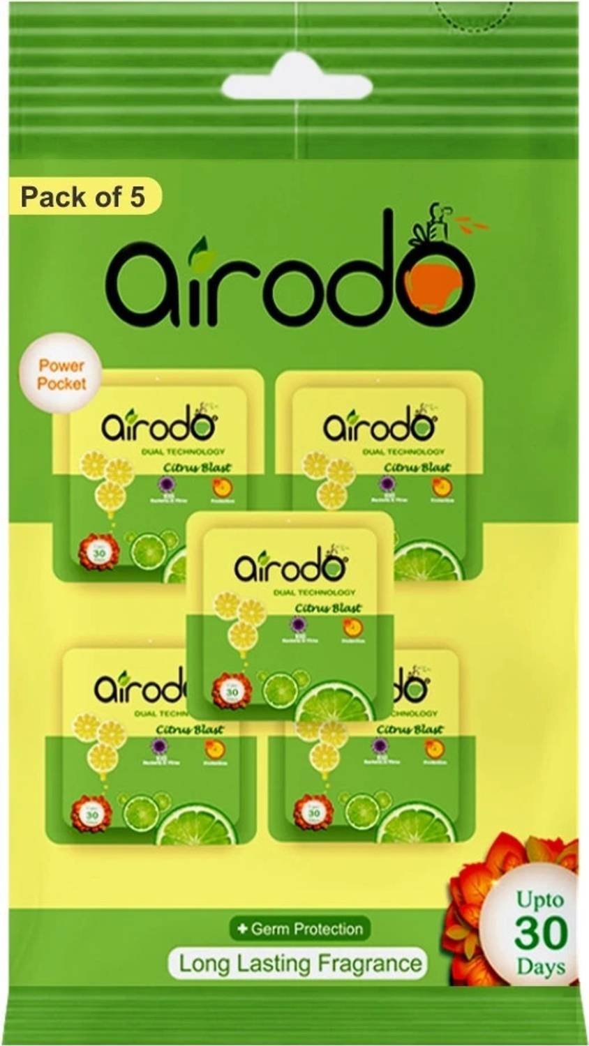 AIRODO Air Freshener Citrus Blast Pocket Gel Refill Air Freshener Citrus Blast Pocket Gel | Long Lasting Premium Luxury Fragrance Booster
