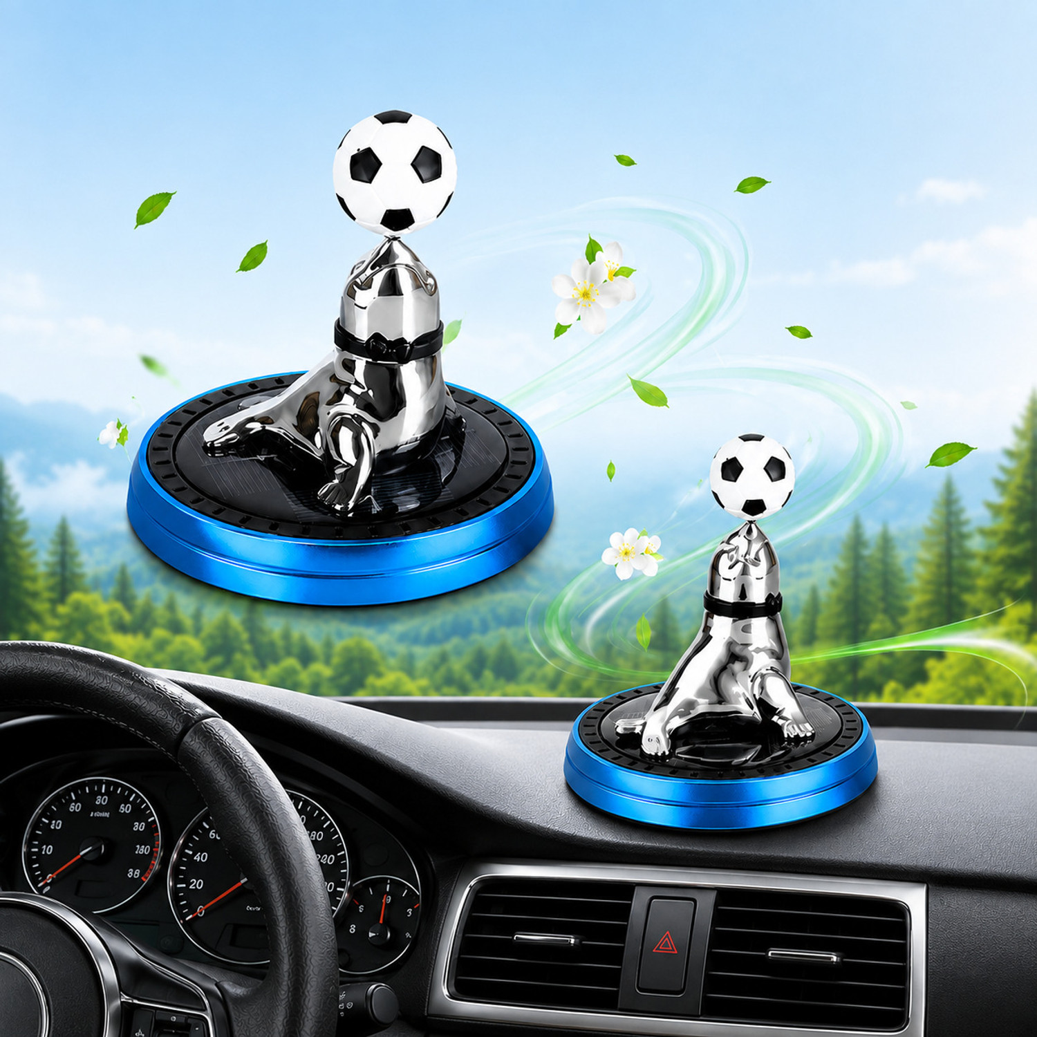 Image of evaaenterprises Fresh Aroma Oil, Diffuser Solar powered car freshener aroma fragrance