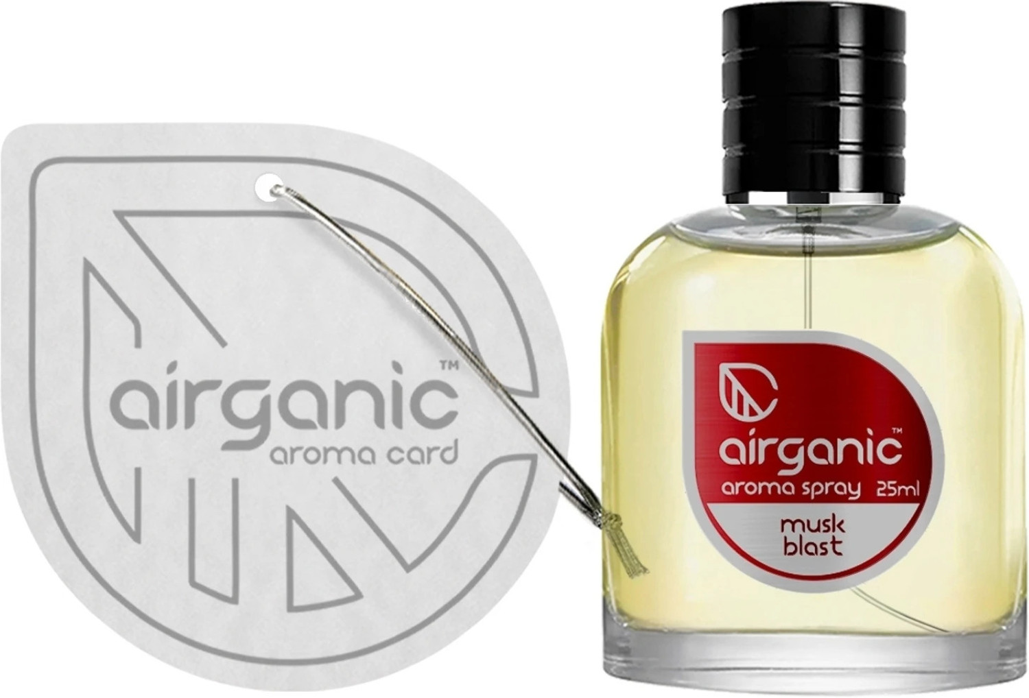 Image of Airganic Aroma Fine Spray Musk Blast with hanging card Car Freshener Spray Aroma Fine Spray Musk Blast - 25 ml