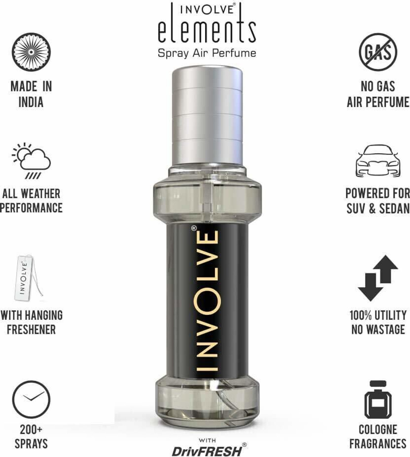 Image of Involve Elements Earth Car Freshener Spray Elements Earth Spray Air Perfume IELE03- 30ml x Pack of 4