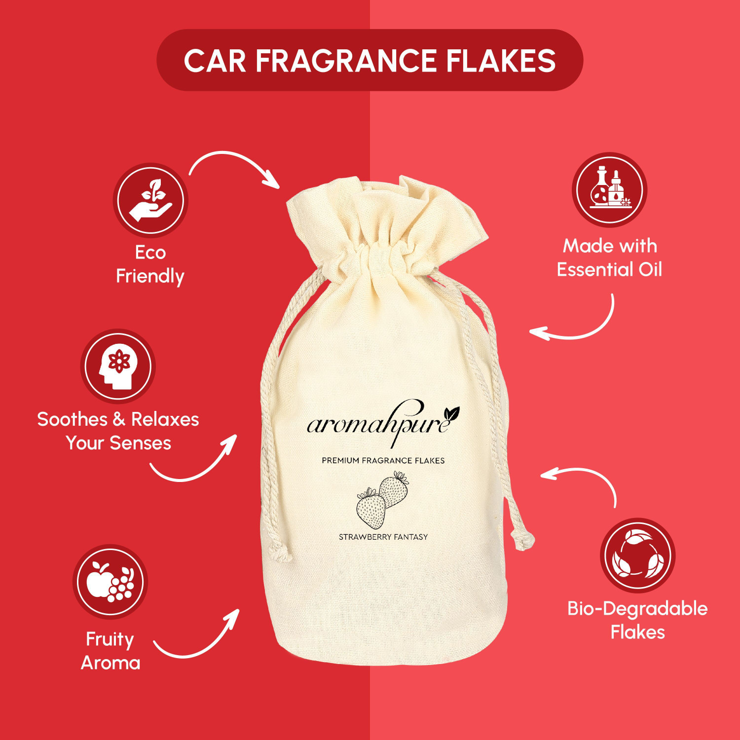 Image of Aromahpure Premium Car Perfume Fragrance Flakes - Watermelon, Luxury Car Air Freshener Car Freshener Diffuser FLAKES