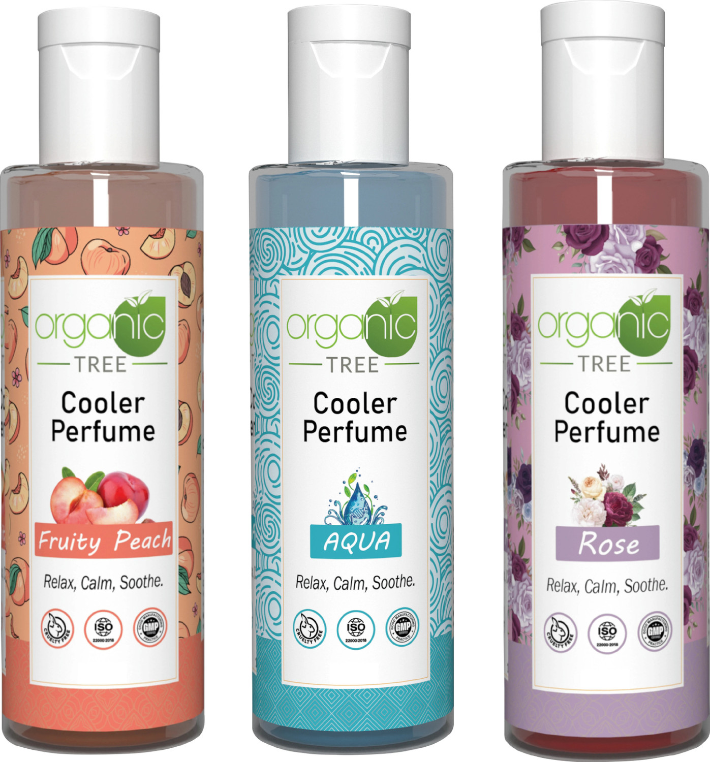 Image of ORGANIC TREE Aqua, Fruity Peach, Rose Aroma Oil versatile Rose /Aqua /Fruity Peach Fragrance Cooler Perfume