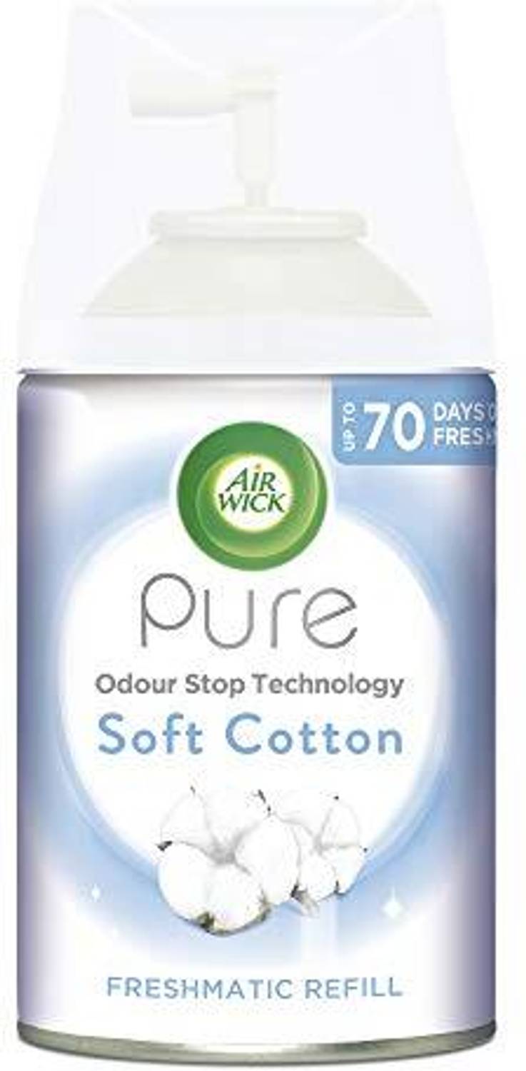 Airwick Soft Cotton Car Freshener Spray Pure Soft Cotton Freshmatic Refill Air Freshener, 250 ml