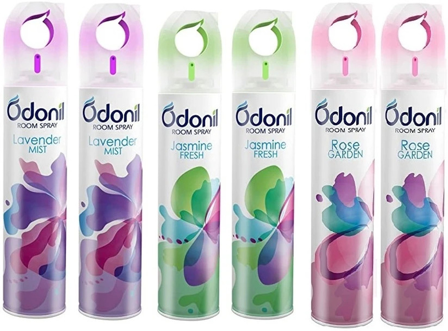 Image of Odonil Lavender-Jasmine-Rose Spray Room Spray Freshner(Rose-2 + Jasmine-2 + Lavender-2) Combo Spray (6 x 220 ml)