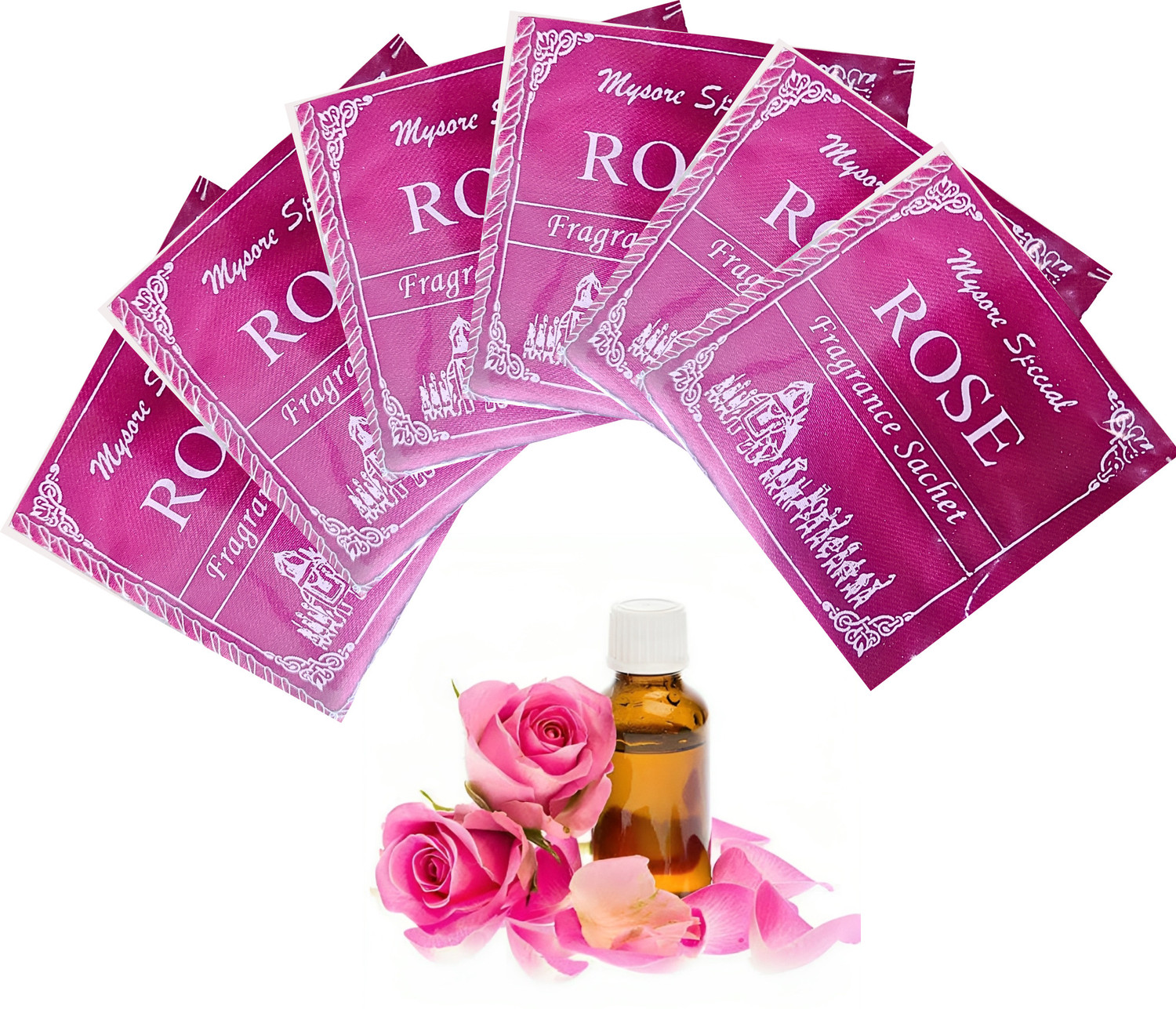 Image of Special Mysore Rose Potpourri Fragrance Sachets (6 Pack) | Natural Mysore Rose Wardrobe (Cupboard) Fresheners for Clothes, Closet, Drawers, Sarees & Laundry Storage (6 x 1 Units)