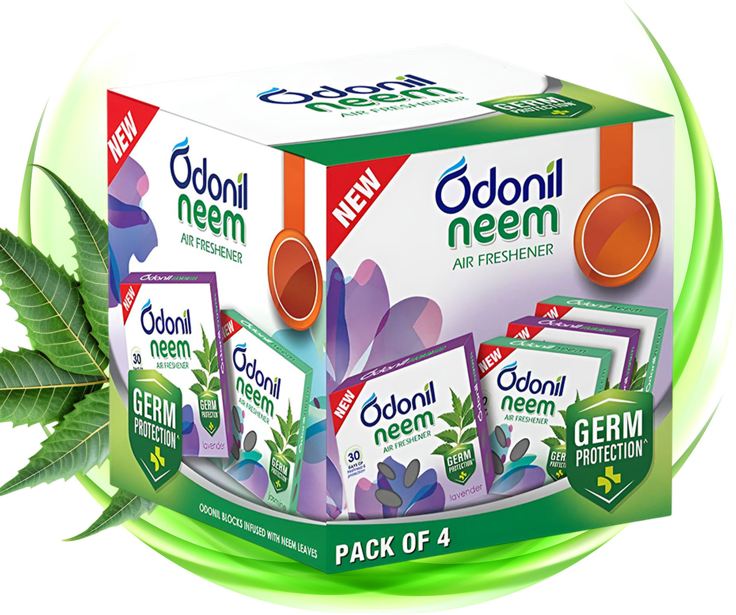 Image of Odonil Neem Bathroom Air Freshener | Assorted Blocks | Mixed Fragrance | Long Lasting Blocks Neem Bathroom Air Freshener | Assorted Blocks | Mixed Fragrance | Long Lasting