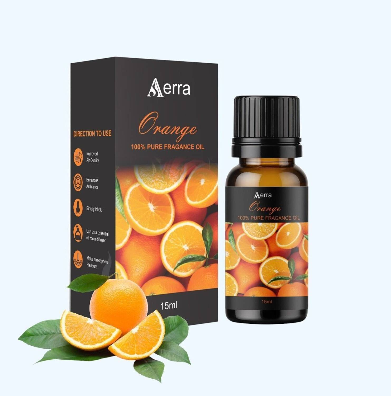 Aerra Orange Aroma Oil | Premium Orange Fragrance Oil 15ml – Natural, Long-Lasting for Diffusers, Home, Puja