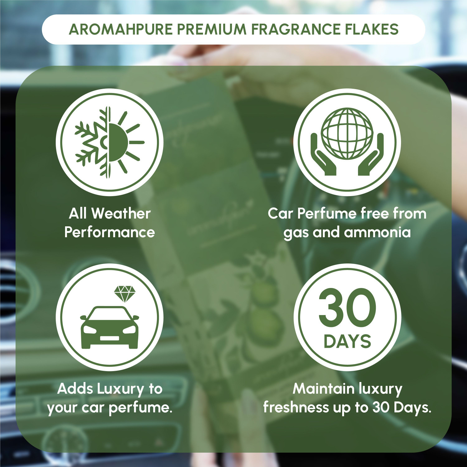 Image of Aromahpure Premium Car Perfume Fragrance Flakes - Fruity Twist Luxury Freshener Diffuser Car Freshener Diffuser Premium Car Perfum Fragrance Flakes - Green Apple Twist Luxury Freshener