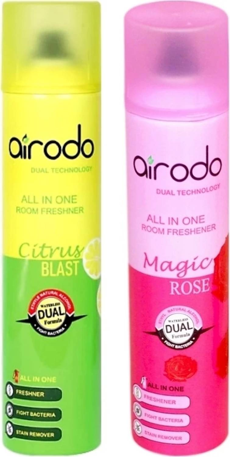 AIRODO Citrus Blast and Magic Rose Air Freshener Combo Pack with Dual Technology Car Freshener Automatic Spray Citrus Blast and Magic Rose Air Freshener Combo Pack with Dual Technology