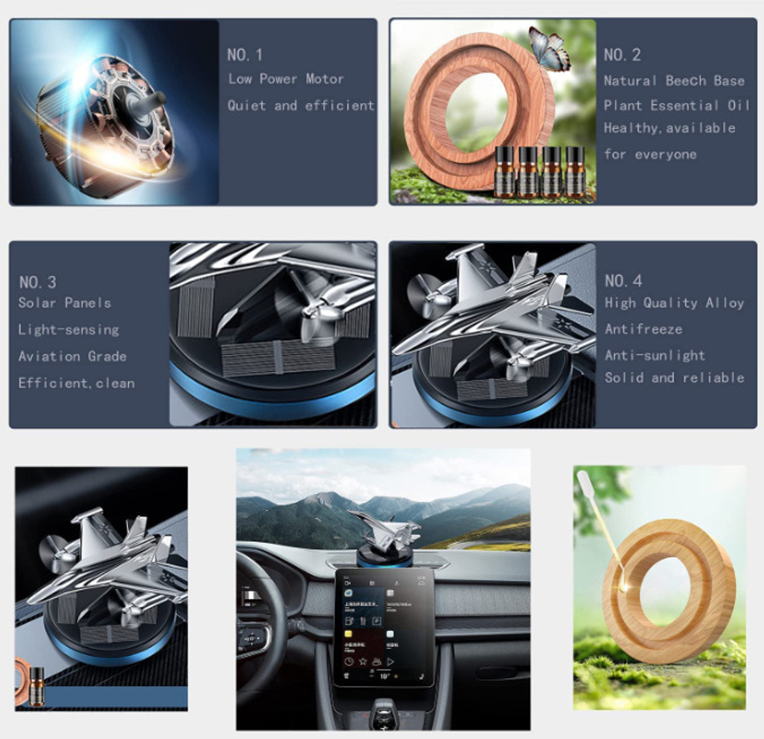 Image of Iris Grape Fighter Aircraft Rotating Car Dashboard Aromatherapy Solar Car Air Freshener Car Freshener Diffuser Fighter Aircraft Rotating Rotating Perfume Aromatherapy Essential Oil Solar Car Air Freshener